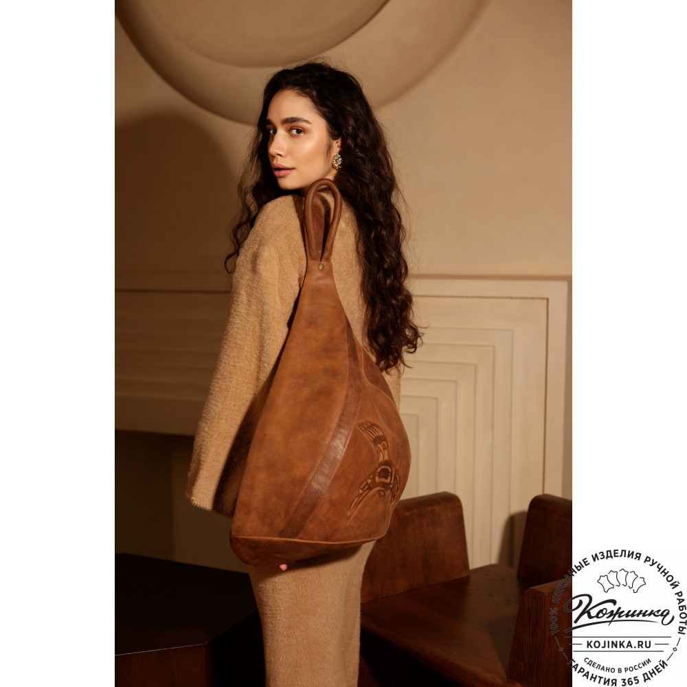 Кожаный рюкзак "Эль-Пасо" c карманом (коричневый)